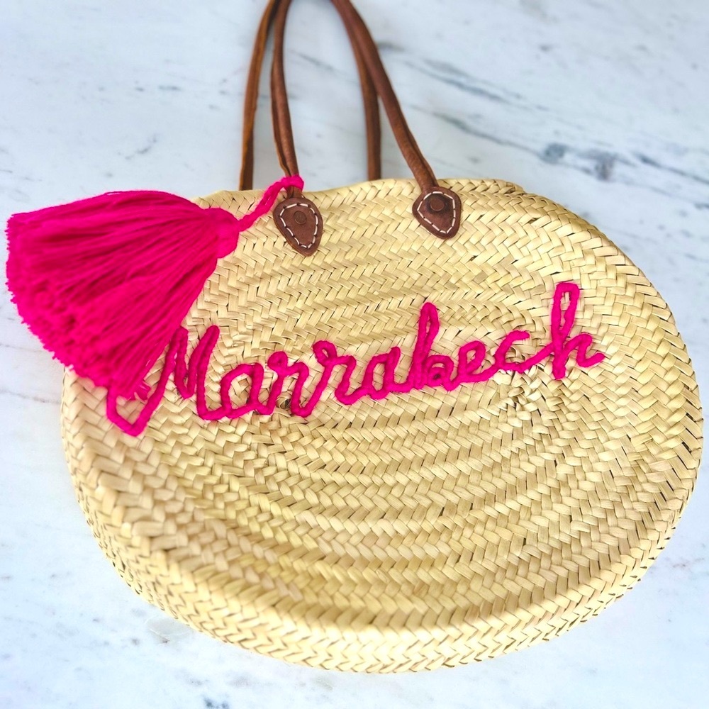 From Marrakech Trip! - Straw Tote with Pink Tassel